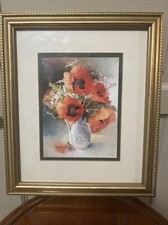 Adelene Fletcher Poppies  Framed Print Made In England 29 x 25 cm Vintage