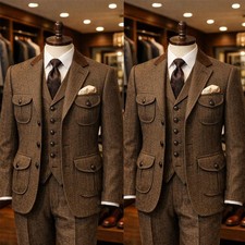 Herringbone Men's Suit Safari