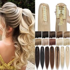 100% Real Remy Human Hair Extensions Ponytail Wrap on Clip in Pony Tail Thick UK