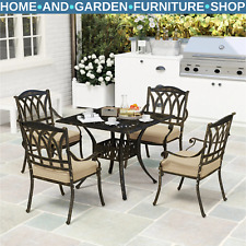 5 Piece Cast Aluminium Garden Dining Set Outdoor Table and Chairs for Patio