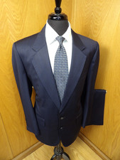 LAL'S Holland & Sherry Mens Suit 40r 36W X 29 Blue window payne 100% Wool L-#200