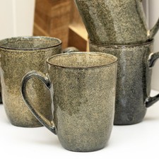 Set Of 4 Green Reactive Glaze