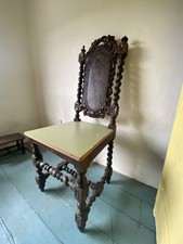Barley Twist Oak Hall Chair Antique Victorian Jacobean 