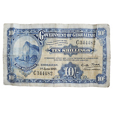 1st JUNE 1942 GIBRALTAR TEN 10 SHILLINGS BANKNOTE (#6678)