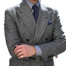 Grey Men Suit 2 Piece Double