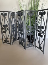 2 Wicker Bamboo FOLDING TABLETOP SCREEN Lot 13x13" Desktop Cottagecore Grey Pair