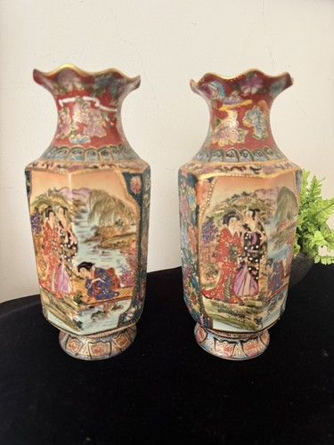 Vintage pair oriental satsuma - pair,