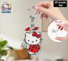 Hello Kitty Ladybird / Ladybug Flat Acrylic Keyring Bag Charm