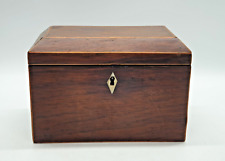 Antique Georgian Mahogany Wooden Tea Caddy With Twin Compartment