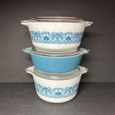 Vtg Pyrex Blue Horizon 3 Piece