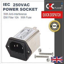 3 Pin IEC Power Socket Mains Plug Fuse Switch 10A 250V EMI Filter Panel Mount UK