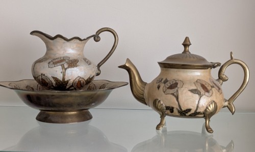 Vintage brass and enamel - and,
