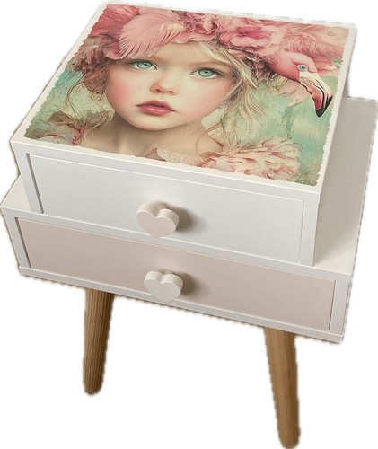 Decoupaged bedside table - decoupaged,