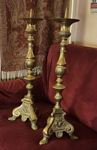 Large pair brass pricket - large,