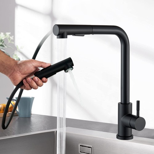 Matte black kitchen mixer taps - kitchen,