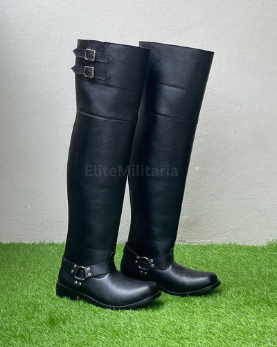 Handmade black leather thigh - handmade,