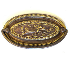 Brass oval plate handle loop