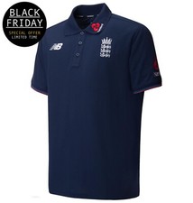 England Cricket Polo Shirt - Official New Balance ECB Shirt - Black Friday Sale