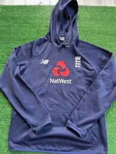 England Cricket Navy New Balance Training Hoodie Jumper | Mens Adult Medium Top