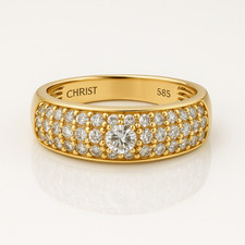 CHRIST 14K Diamond Ring with 0.82ct H/SI · 585 Gold Pave Ladies Ring · Size 60