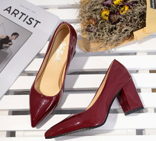 Chunky Heels Pumps Pointy