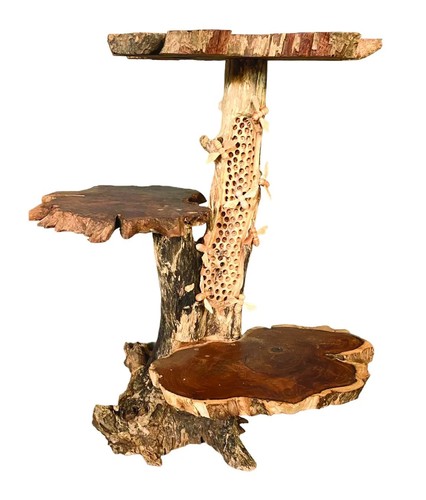 Driftwood beehive lamp table - beehive,