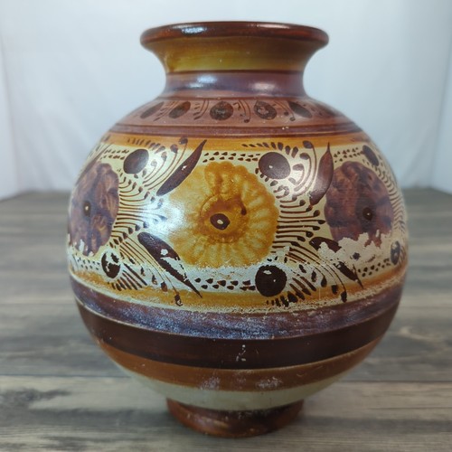 Spanish hand painted clay vase - hand,