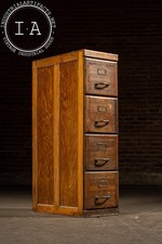 Antique Oak 4-Drawer Filing Cabinet