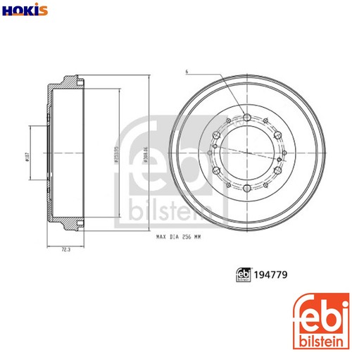 Brake drum 194779 for - 2x,
