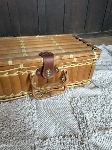 Vintage woven bamboo picnic - vintage,