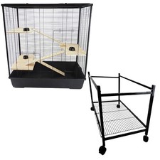 Rat Hamster Cage Plaza XL 3-Tier Black Syrian Hamsters Optional Stand