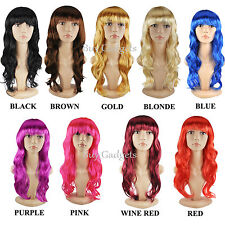 WOMENS LADIES LONG WAVY CURLY FANCY DRESS COSPLAY WIGS POP PARTY COSTUME FULL