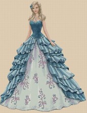 Cross stitch chart   Elegant Lady EL156CC  full length Flowerpower37-uk