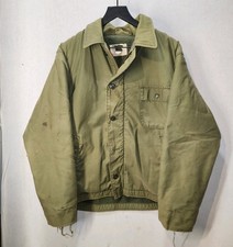 Vintage 70s US Navy A-2 Deck Jacket Olive Green Size Large Thrashed Buckleback