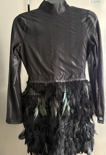 Ladies dress black feather - black,