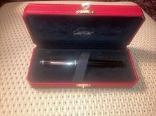 Cartier Ballpoint Diabolo Black Resin Gold Finish w/Box Excellent Preowned Cond