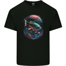 Fantasy Space Fish Mens Cotton T-Shirt Tee Top
