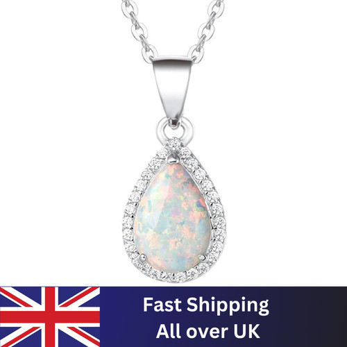 White opal stone pendant - opal,