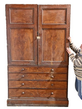 Huge Large Antique 19th C. Victorian Linen Press Storage Housekeepers Cupboard