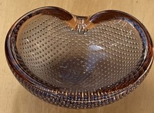 1950s Murano Glass Kidney Shaped  Controlled Bubble Small Bowl