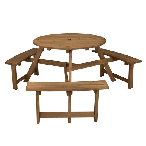 Person wooden picnic table - 6-person,