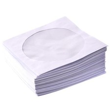 White CD DVD Disc Sleeves Case Covers Wallet Storage Protector with Window Paper