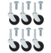 6 x Furniture swivel Castor Wheels With Inserts-For Divan Bed Sofa Settee Chair