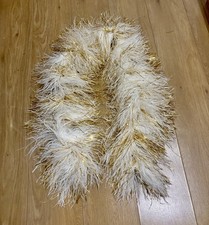 Ostrich feather boa Fluffy True vintage burlesque showgirl White Gold