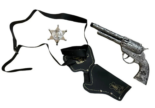 Silver cowboy gun and - silver, holster