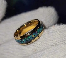 Opal Inlay Band Ring | Gold