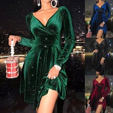 Womens Velvet V Neck Swing