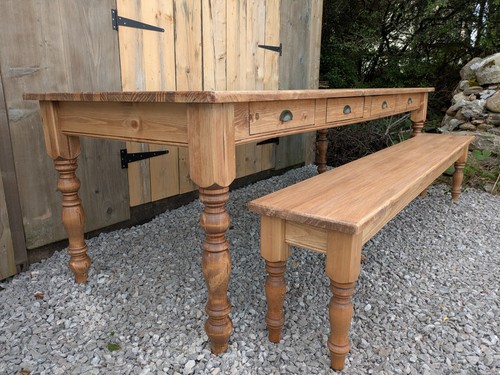 Pine farmhouse table drawers - pine,