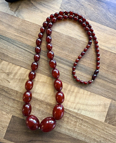 Cherry red bakelite necklace - cherry,