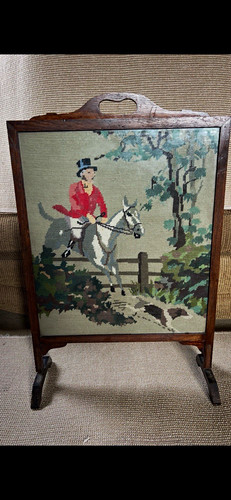 Vintage wood fire screen - wood,